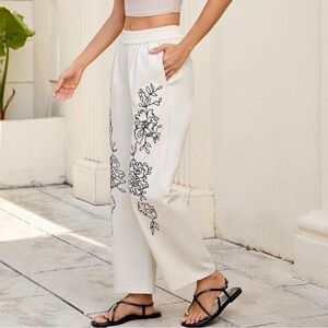 Floral Embroidered Pants